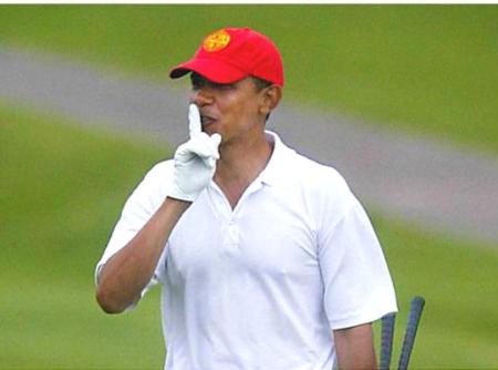 SadHill 02 Obama golfing through crisis